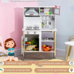 Cocina infantil Alice Aiyaplay altura regulable +3A blanco 93,2x60x30,5 cm