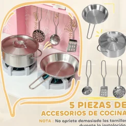 Cocina infantil Amapola Aiyaplay luces + sonidos rosa 91,6x90x33,3 cm