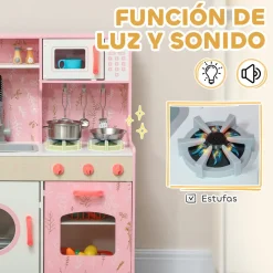 Cocina infantil Amapola Aiyaplay luces + sonidos rosa 91,6x90x33,3 cm