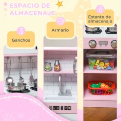 Cocina infantil Cook Aiyaplay microondas + máquina de hielo rosa 81x83,8x26,8 cm