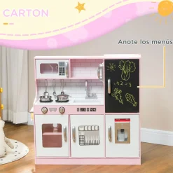 Cocina infantil Cook Aiyaplay microondas + máquina de hielo rosa 81x83,8x26,8 cm