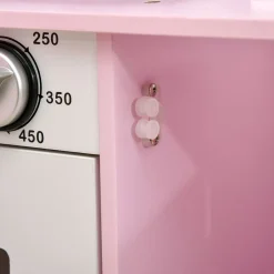 Cocina infantil Homcom con luz y sonidos +3A rosa 90x70x29 cm