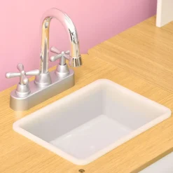 Cocina infantil Homcom con luces y sonido + accesorios +3A blanco/natural