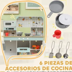 Cocina infantil Piñas Aiyaplay accesorios +3A blanco 90,4x88,6x31,7 cm