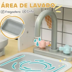 Cocina infantil Piñas Aiyaplay accesorios +3A blanco 90,4x88,6x31,7 cm