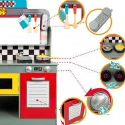 Cocina y comedor de juguete Woomax 14 accesorios luces y sonidos +3A multicolor 104x96x58 cm