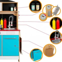 Cocinita 4 en 1 Woomax 25 accesorios +3A multicolor 109x60x40 cm