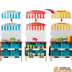 Cocinita 4 en 1 Woomax 25 accesorios +3A multicolor 109x60x40 cm