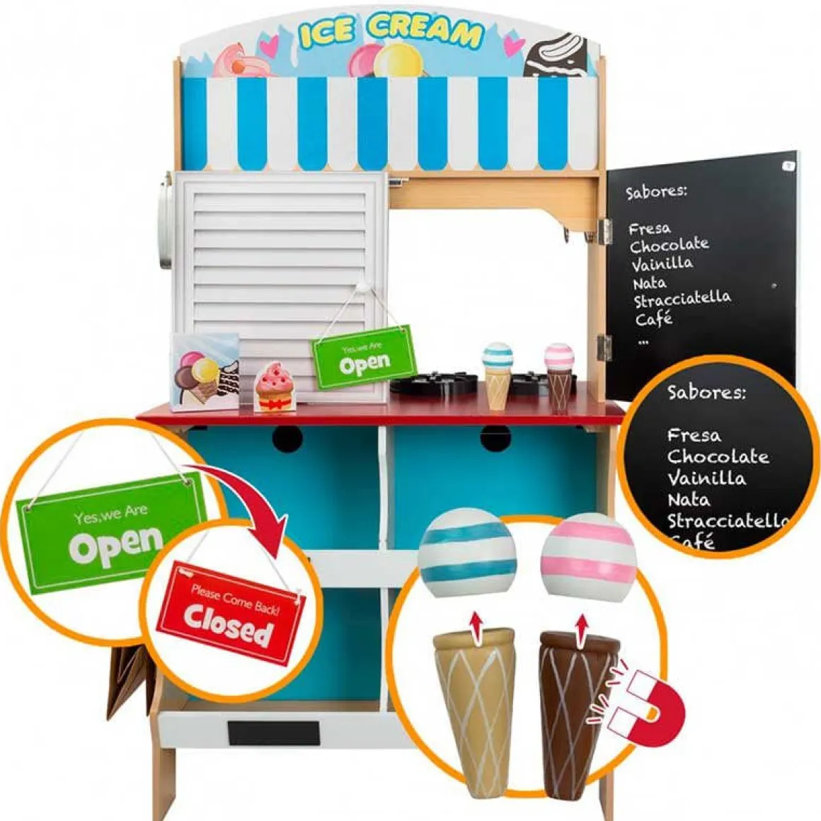 Cocinita 4 en 1 Woomax 25 accesorios +3A multicolor 109x60x40 cm