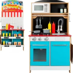 Cocinita 4 en 1 Woomax 25 accesorios +3A multicolor 109x60x40 cm