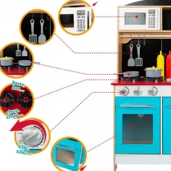 Cocinita 4 en 1 Woomax 25 accesorios +3A multicolor 109x60x40 cm