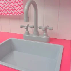 Cocinita de juguete madera rosa/blanco 100x82x30 cm