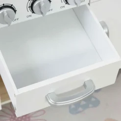 Cocinita infantil Homcom con sonidos+accesorios +3A blanco/madera 82x77x30 cm
