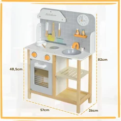 Cocinita infantil Rhio Aiyaplay con sonidos + accesorios +3A gris 82x57x26 cm