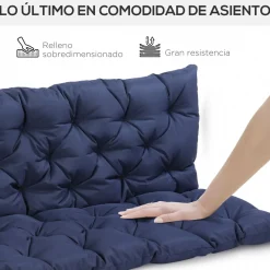 Cojín para asiento Outsunny con respaldo 3 plazas 26,5x48,5x8,5 cm