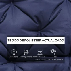 Cojín para asiento Outsunny con respaldo 3 plazas 26,5x48,5x8,5 cm