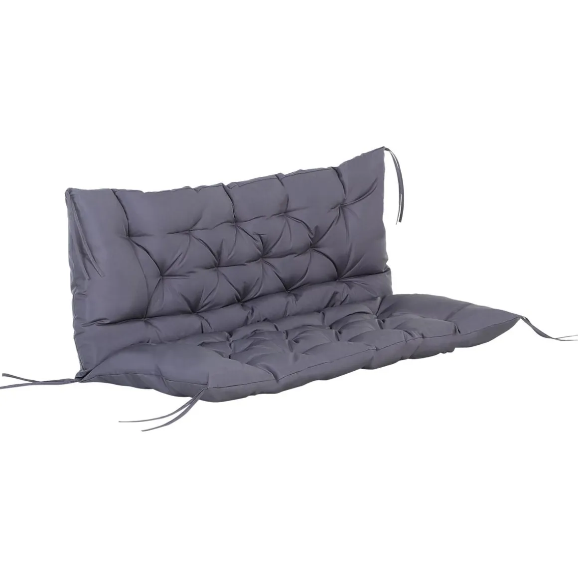 Cojín para asiento Outsunny 2 plazas con 6 cordones gris oscuro 10x132x110 cm