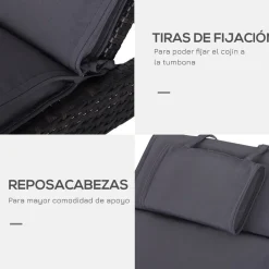 Cojín para tumbona Outsunny con reposacabezas 5x53x198 cm