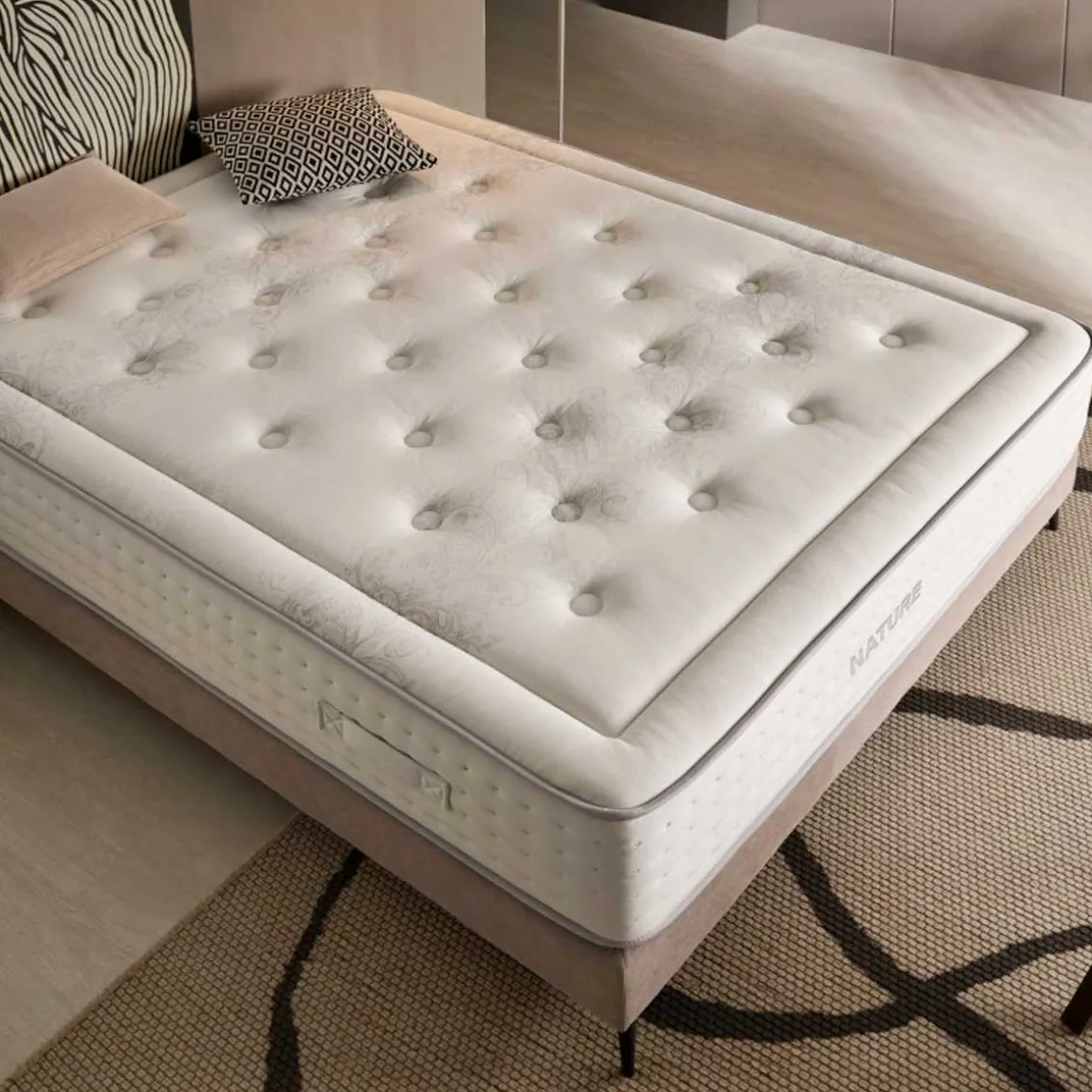 Colchón de muelles ensacados Artesanal Vip Nature tejido Jacquard firmeza media-alta crema 30 cm