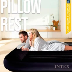 Colchón hinchable Dura-Beam Standard Intex 2 personas con bomba eléctrica negro 197x191 cm