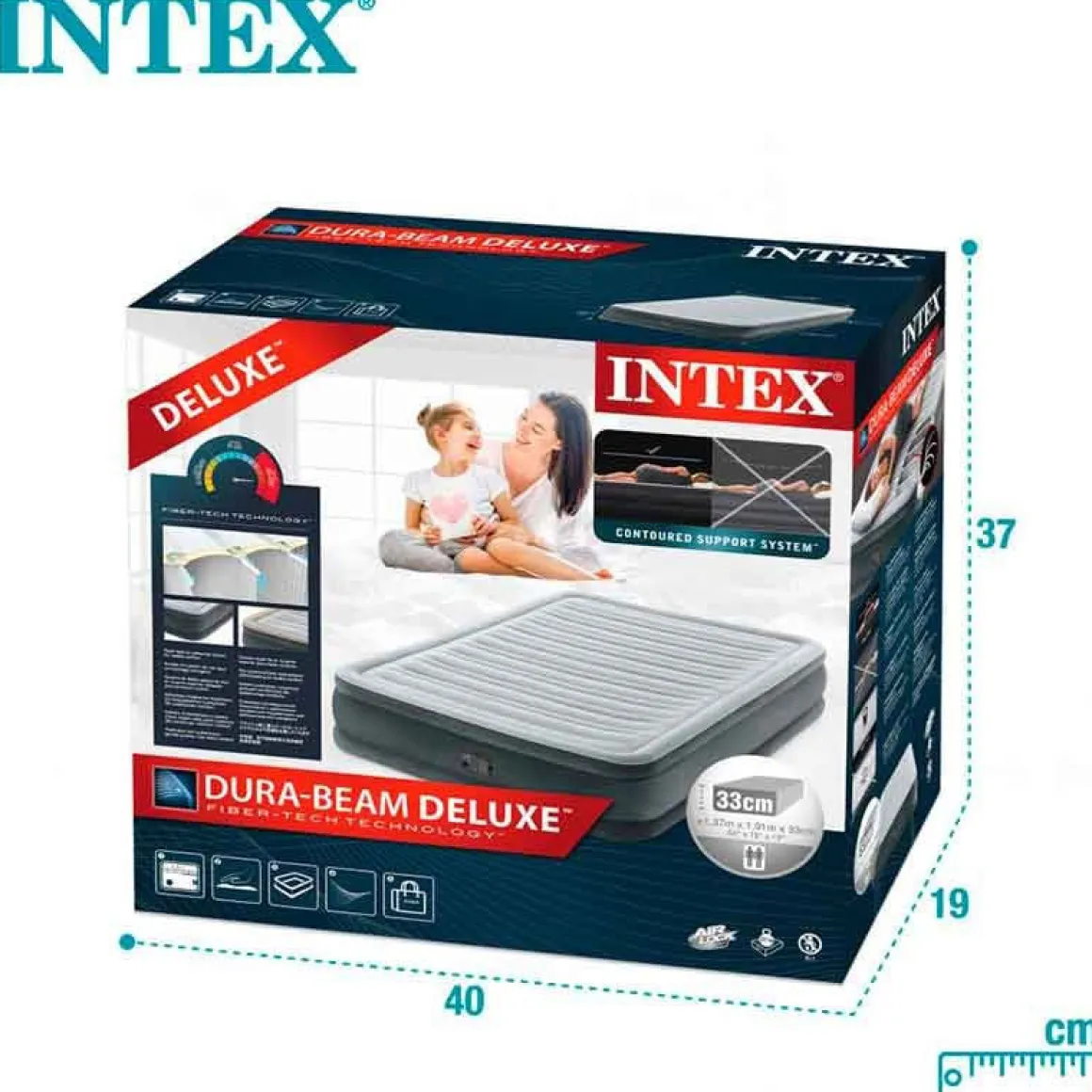 Colchón hinchable Intex 2 usuarios con bomba integrada gris 33x137x191 cm