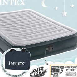 Colchón hinchable Intex 2 usuarios con bomba integrada gris 33x137x191 cm