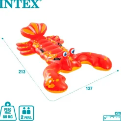 Colchoneta hinchable Intex langosta 4 asas +3A rojo 137x213 cm