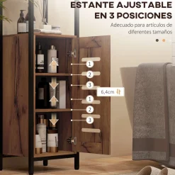 Columna de baño Moka Kleankin 2 estantes con armario marrón oscuro 167x37x30 cm