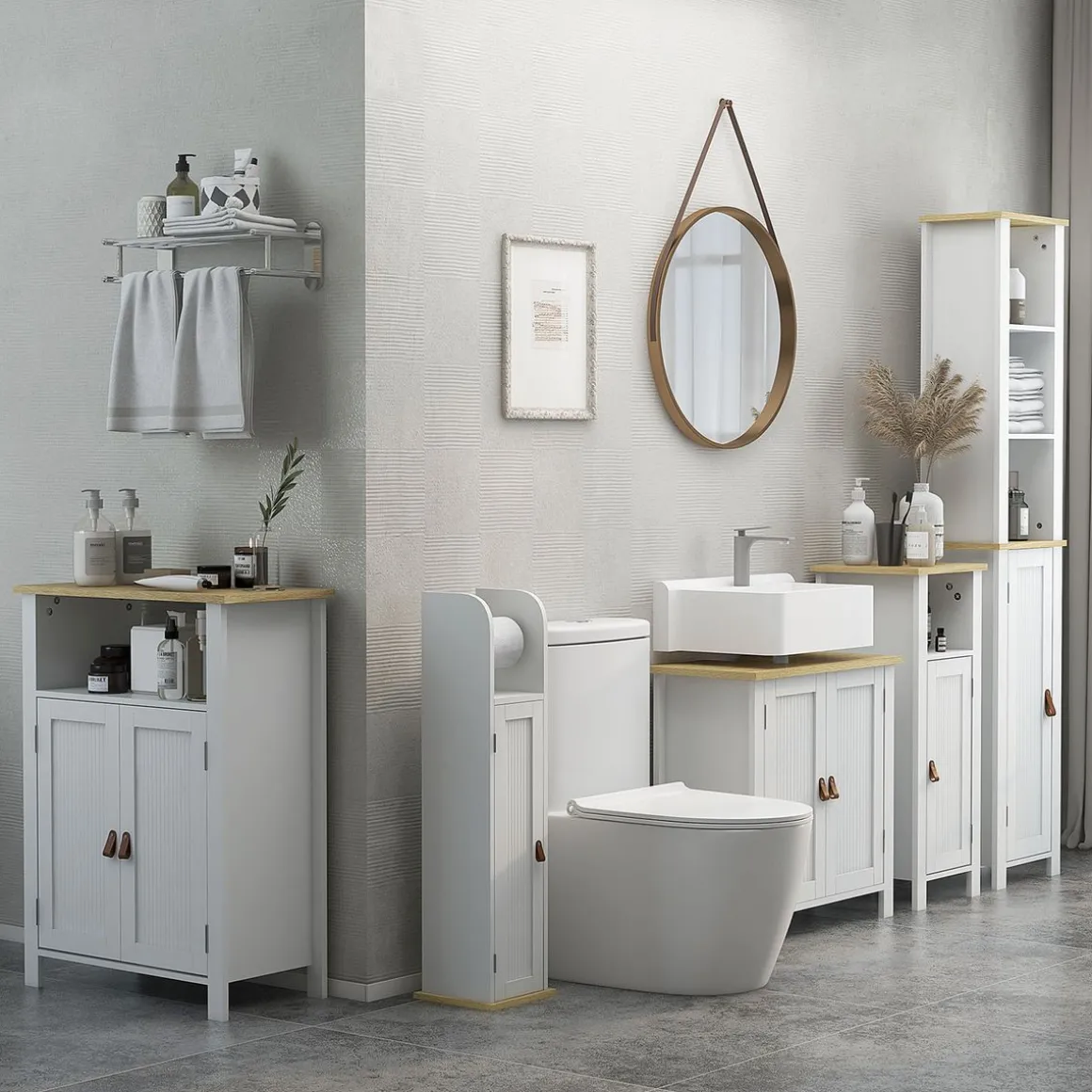 Columna portarrollos Siena Kleankin con puerta blanco 80x20x20 cm