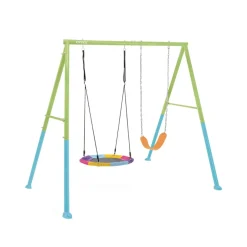 Columpio doble infantil Intex con nido 3-10A acero verde/azul 200x254x235 cm