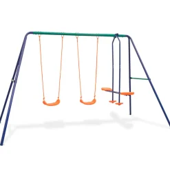 Columpio infantil 4 asientos 2 balancines + tándem +3A multicolor 182x324x155 cm