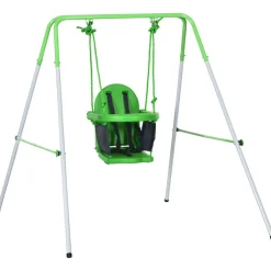 Columpio infantil Huelva Outsunny 6-36M protección 360º verde 122x122x146 cm