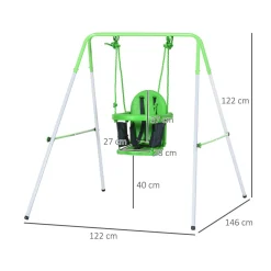 Columpio infantil Huelva Outsunny 6-36M protección 360º verde 122x122x146 cm