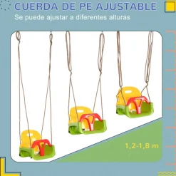Columpio infantil Outsunny con respaldo y barra en T +9M multicolor 120/180x42x33 cm