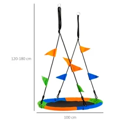 Columpio nido infantil Outsunny +3A multicolor Ø100x120/180 cm