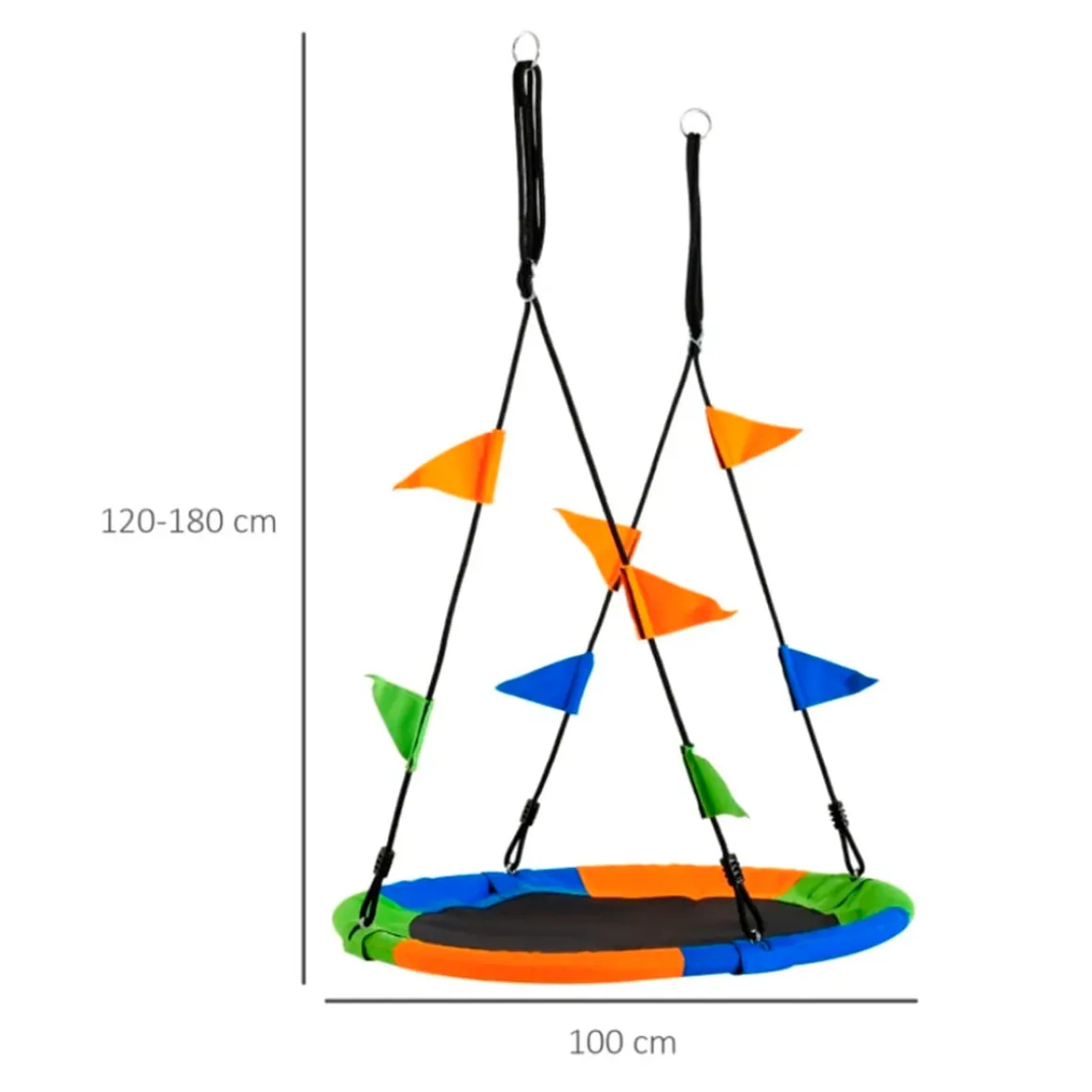Columpio nido infantil Outsunny +3A multicolor Ø100x120/180 cm