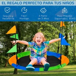 Columpio nido infantil Outsunny +3A multicolor Ø100x120/180 cm