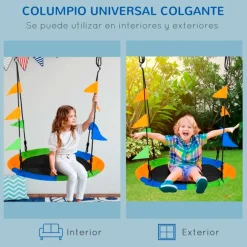 Columpio nido infantil Outsunny +3A multicolor Ø100x120/180 cm