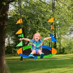 Columpio nido infantil Outsunny +3A multicolor Ø100x120/180 cm