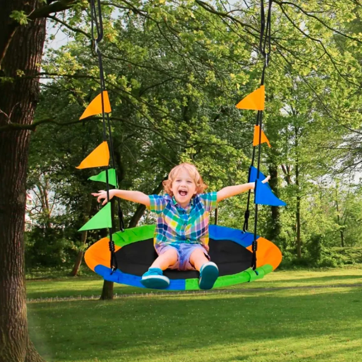Columpio nido infantil Outsunny +3A multicolor Ø100x120/180 cm