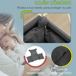 Columpio para bebés Play Aiyaplay regulable + cojín extraíble 9-36M gris 110-180x40x40 cm