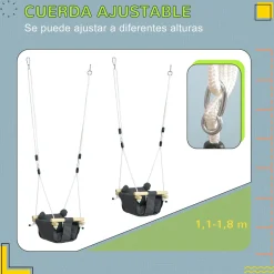 Columpio para bebés Play Aiyaplay regulable + cojín extraíble 9-36M gris 110-180x40x40 cm