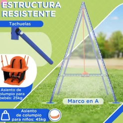 Columpio Speed Outsunny silla 2 en 1 +6M multicolor 182x180x160 cm