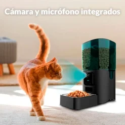 Comedero de mascotas automático Cecotec Pumba 6000 Purrfect Meal Smart Vision 6L WiFi, cámara y micrófono negro
