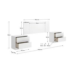 Composición de dormitorio Flow 2 mesitas con cabecero blanco 96x240,8x34,2 cm