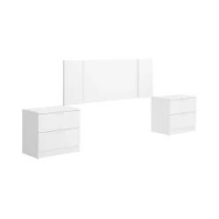Composición de dormitorio Flow 2 mesitas con cabecero blanco 96x240,8x34,2 cm