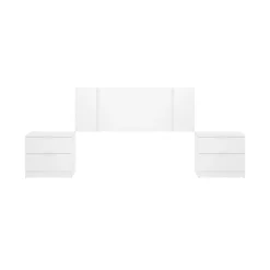 Composición de dormitorio Flow 2 mesitas con cabecero blanco 96x240,8x34,2 cm