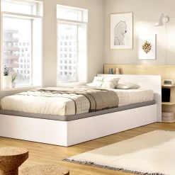 Composición de dormitorio Pack Tori cabecero y canapé abatible blanco/natural 73x108,2x213,4 cm