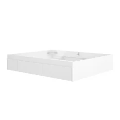 Composición de dormitorio Pack Len cabecero + estructura cama + 2 mesitas de noche blanco 96x251x196,4 cm