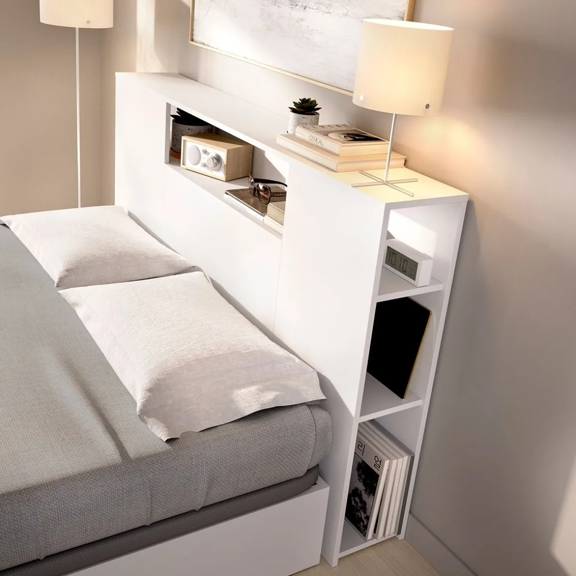 Composición de dormitorio Pack Ten cabecero con canapé abatible blanco 95,5x157,2x213,4 cm